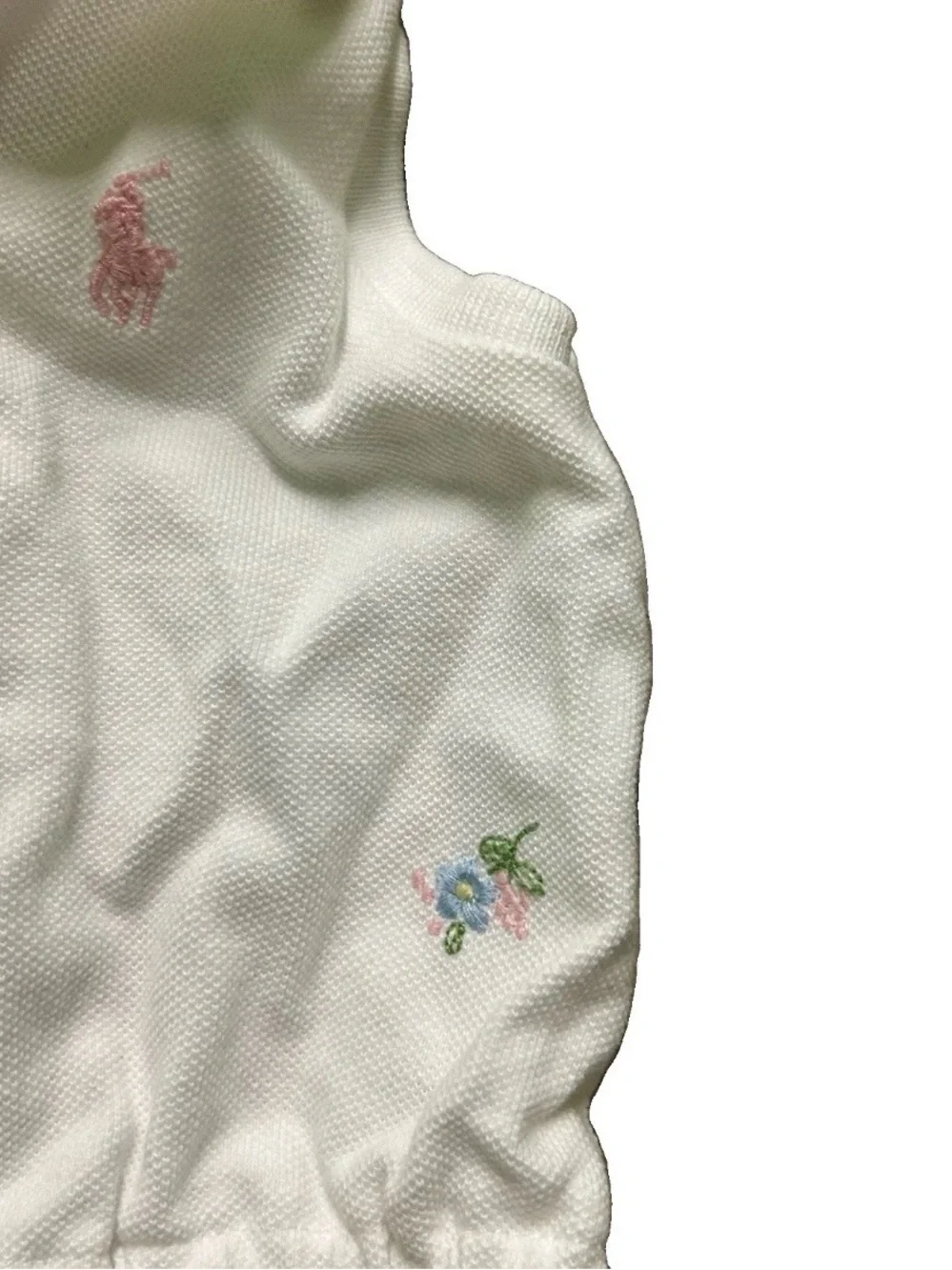 Baby Girl Ralph Lauren White Romper Floral Embroidery Size 0-3 Months